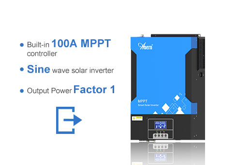 Controlador MPPT incorporado 100A, inversor solar de onda sinusoidal pura, factor de potencia de salida 1.