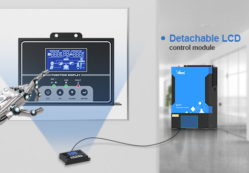 Módulo de control LCD desmontable, y se puede convertir al uso remoto del panel, con cables de extensión de diferentes longitudes.