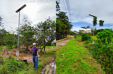 119 conjuntos de farolas solares LED de 120W instaladas en aldeas rurales de Filipinas