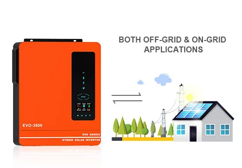 Compatible para aplicaciones fuera de la red y en la red, capaz de alimentar el excedente de energía solar en la red.