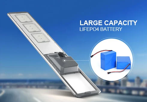 Batería de litio lifePo4 de gran capacidad incorporada de 4 a 5 noches de iluminación después de la carga completa. Tiempo de iluminación más largo de alta densidad, gran capacidad, vida de servicio más larga, más estable.
